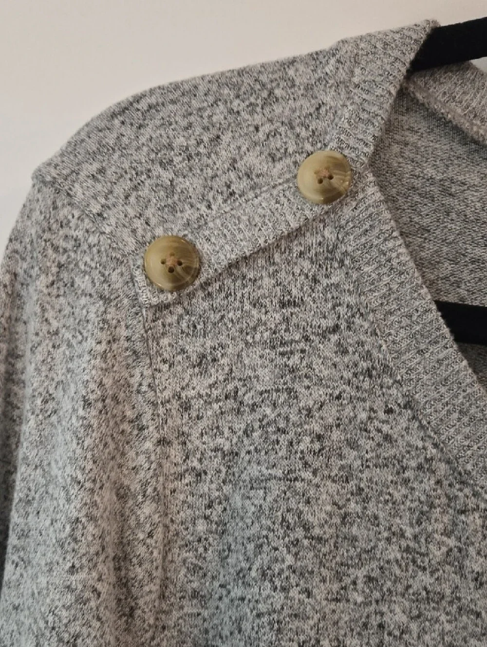J. Crew Gray Button-Shoulder Crewneck Sweater